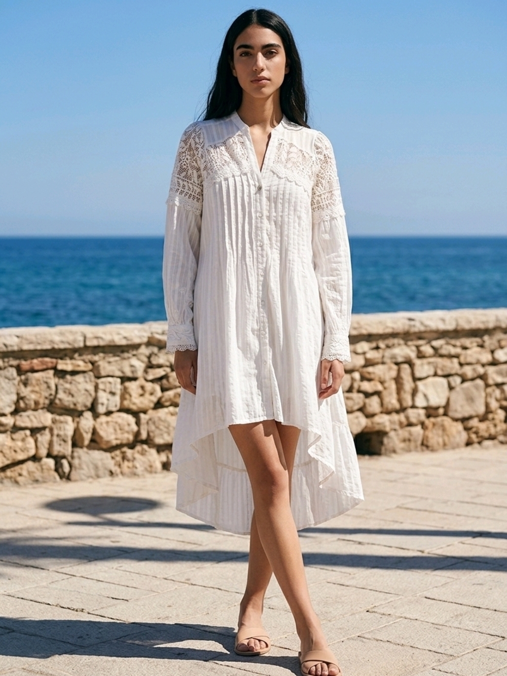 Aratta White Linen-Texture Shirt